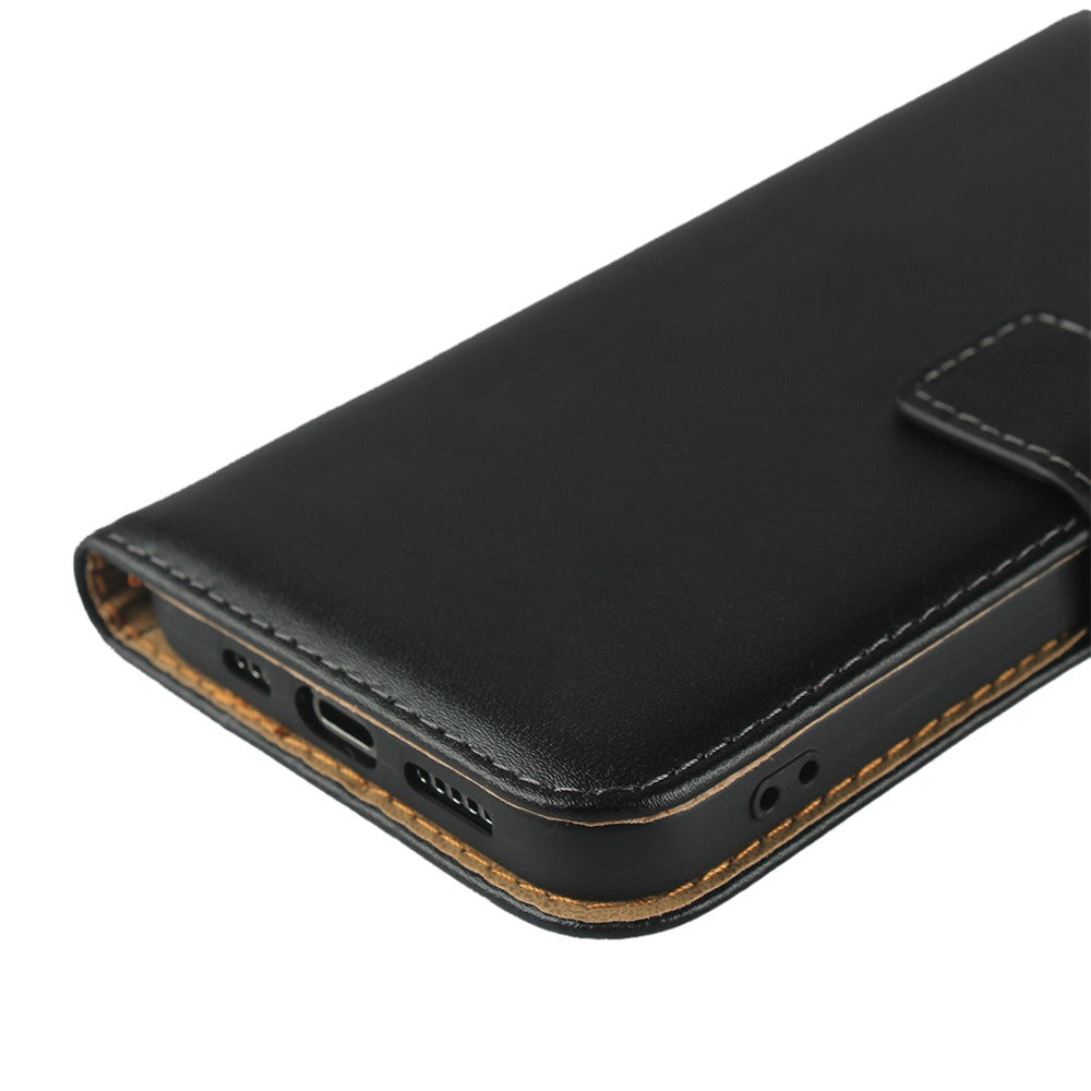 Genuine Leather Wallet Stand Phone Protector Case Shell for iPhone 12 / 12 Pro