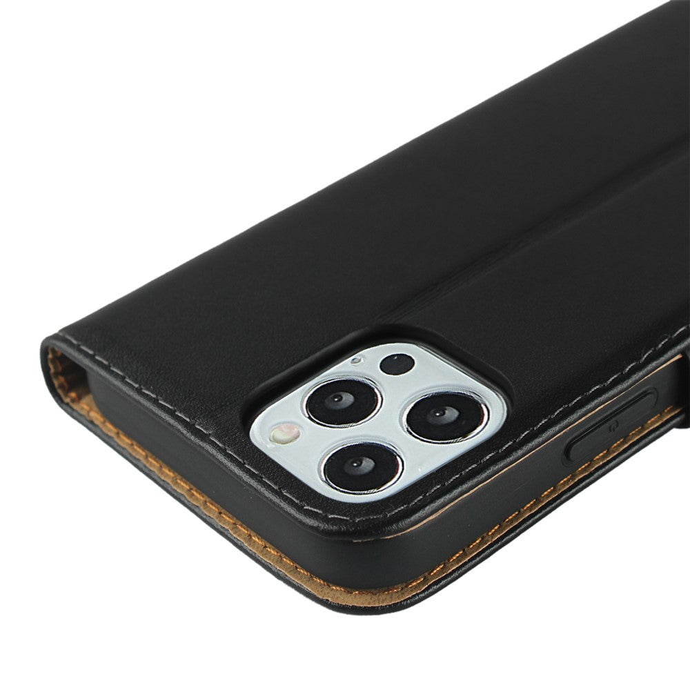 Genuine Leather Wallet Stand Phone Protector Case Shell for iPhone 12 / 12 Pro