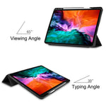 Anti-fingerprint Tri-fold Stand PU Leather Tablet Cover Smart Case with Pen Slot for Apple iPad Pro 12.9-inch (2021)