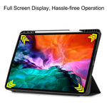 Anti-fingerprint Tri-fold Stand PU Leather Tablet Cover Smart Case with Pen Slot for Apple iPad Pro 12.9-inch (2021)