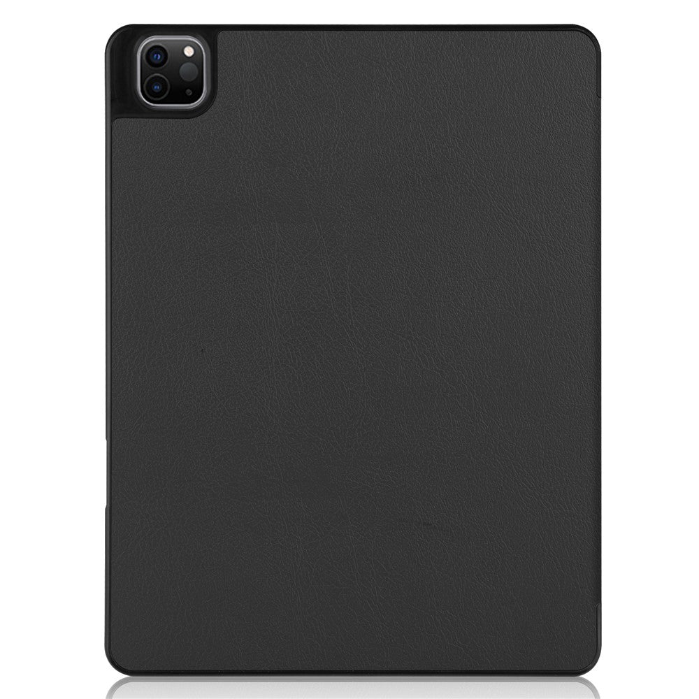 Anti-fingerprint Tri-fold Stand PU Leather Tablet Cover Smart Case with Pen Slot for Apple iPad Pro 12.9-inch (2021)