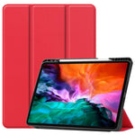 Anti-fingerprint Tri-fold Stand PU Leather Tablet Cover Smart Case with Pen Slot for Apple iPad Pro 12.9-inch (2021)