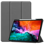 Anti-fingerprint Tri-fold Stand PU Leather Tablet Cover Smart Case with Pen Slot for Apple iPad Pro 12.9-inch (2021)