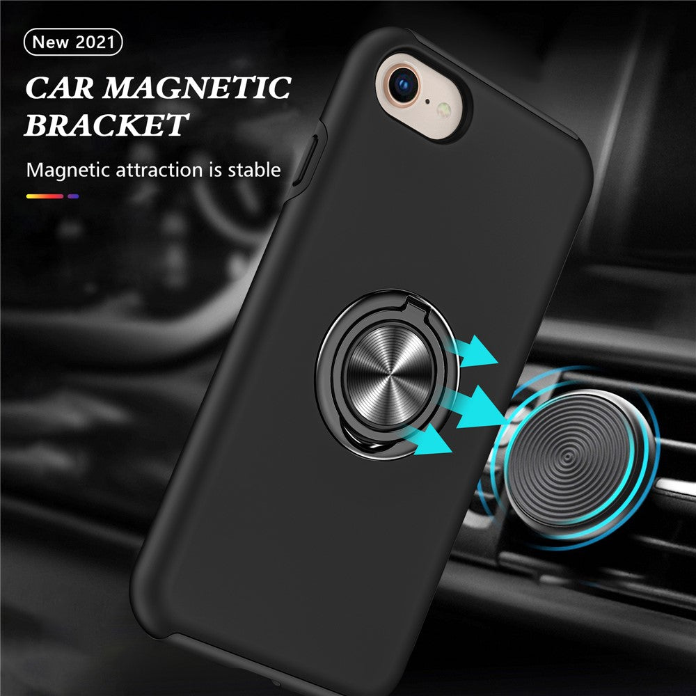 Hybrid Phone Case Cover Full Protection with Ring Shape Kickstand Design for iPhone 7 4.7 inch/8 4.7 inch/SE (2020)/SE (2022)