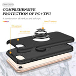 Hybrid Phone Case Cover Full Protection with Ring Shape Kickstand Design for iPhone 7 4.7 inch/8 4.7 inch/SE (2020)/SE (2022)