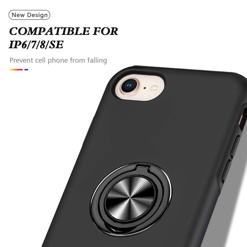 Hybrid Phone Case Cover Full Protection with Ring Shape Kickstand Design for iPhone 7 4.7 inch/8 4.7 inch/SE (2020)/SE (2022)