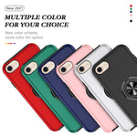 Hybrid Phone Case Cover Full Protection with Ring Shape Kickstand Design for iPhone 7 4.7 inch/8 4.7 inch/SE (2020)/SE (2022)