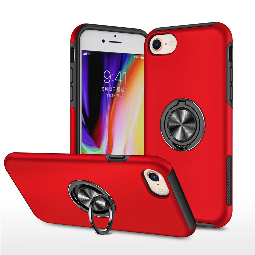 Hybrid Phone Case Cover Full Protection with Ring Shape Kickstand Design for iPhone 7 4.7 inch/8 4.7 inch/SE (2020)/SE (2022)