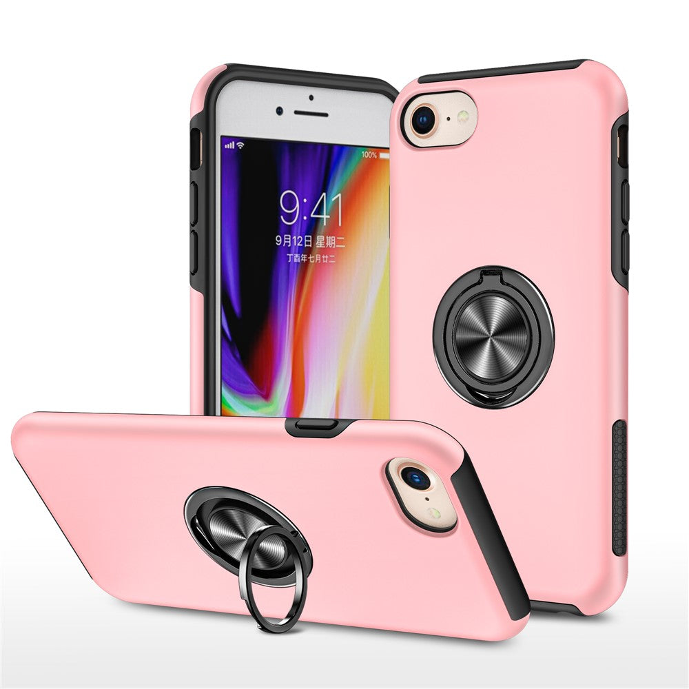 Hybrid Phone Case Cover Full Protection with Ring Shape Kickstand Design for iPhone 7 4.7 inch/8 4.7 inch/SE (2020)/SE (2022)
