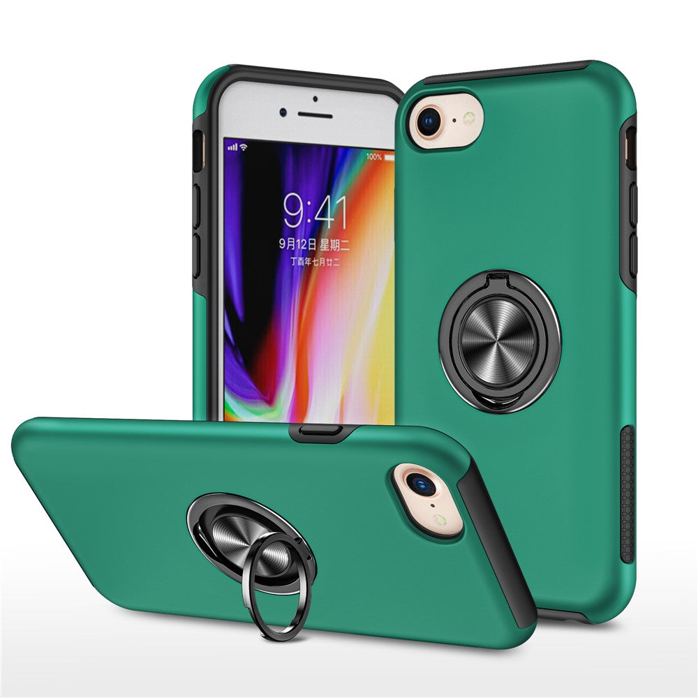 Hybrid Phone Case Cover Full Protection with Ring Shape Kickstand Design for iPhone 7 4.7 inch/8 4.7 inch/SE (2020)/SE (2022)