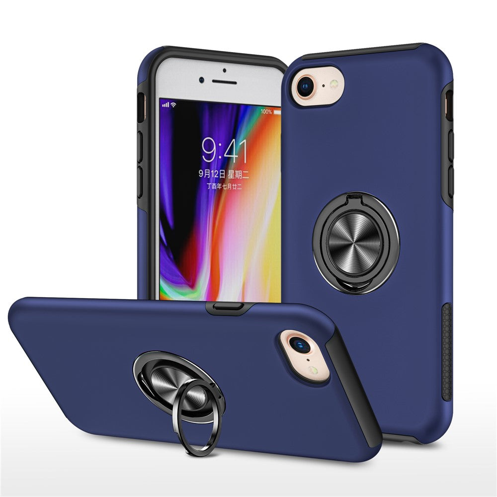 Hybrid Phone Case Cover Full Protection with Ring Shape Kickstand Design for iPhone 7 4.7 inch/8 4.7 inch/SE (2020)/SE (2022)