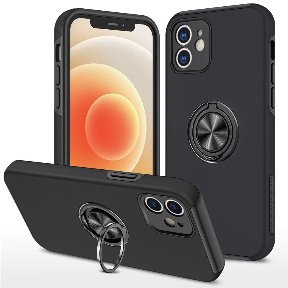 Hybridmobilskal med ringformat stöd och inbyggd metallplåt för iPhone 12 mini