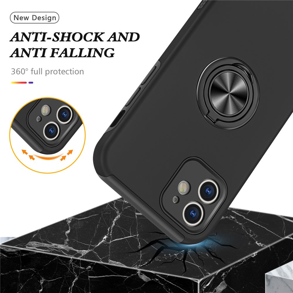 Hybrid telefoncover med ringformet støttefod og indbygget metalplade til iPhone 12 mini