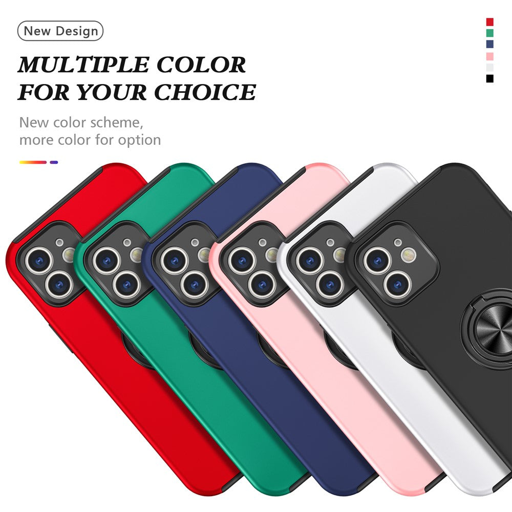 Hybrid telefoncover med ringformet støttefod og indbygget metalplade til iPhone 12 mini