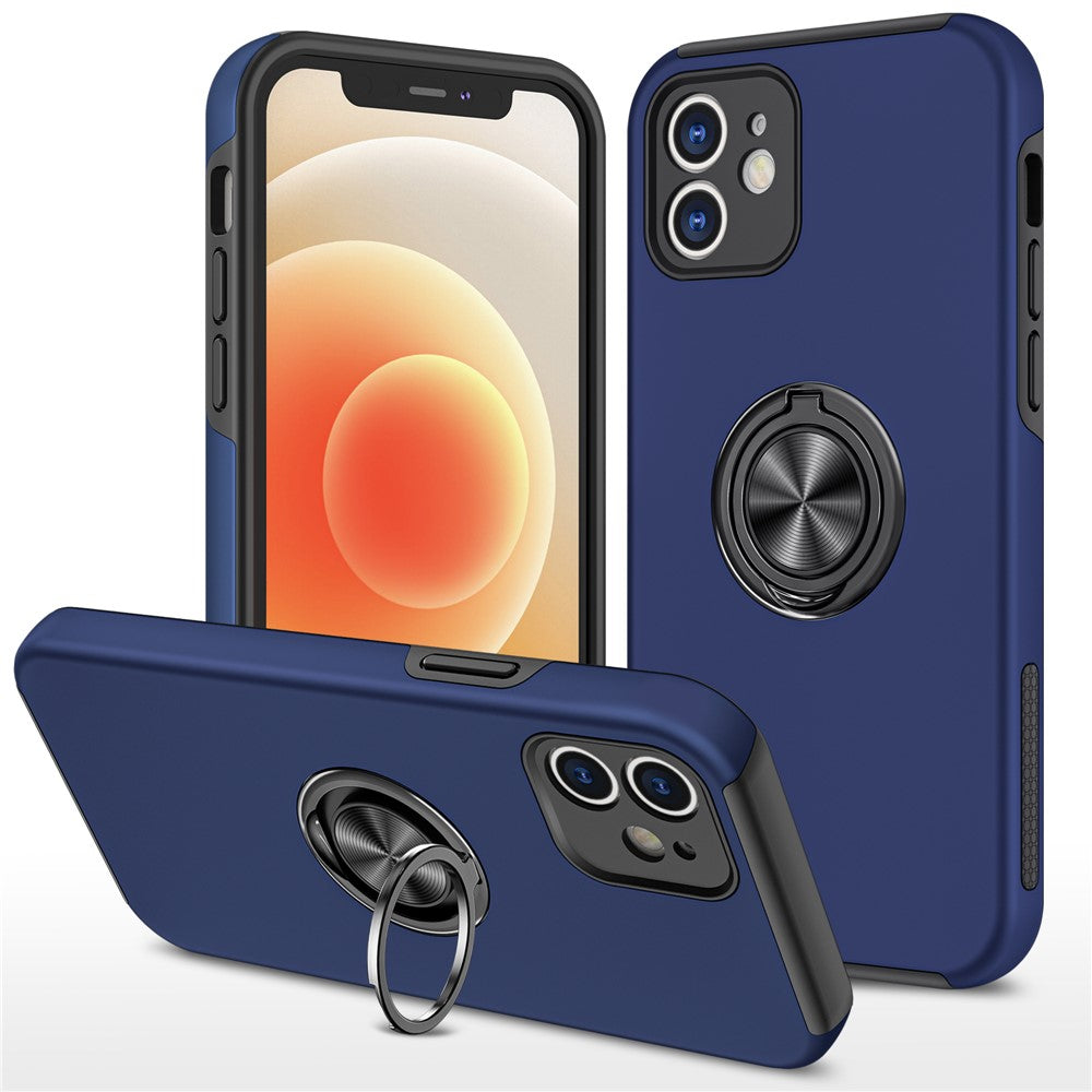 Hybrid telefoncover med ringformet støttefod og indbygget metalplade til iPhone 12 mini