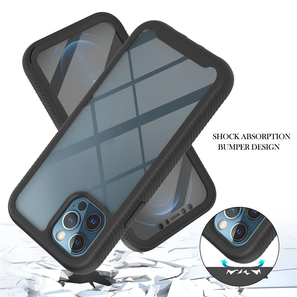 Heltäckande PC+TPU-mobilskyddsskal med PET-skärmskydd för iPhone 12/12 Pro