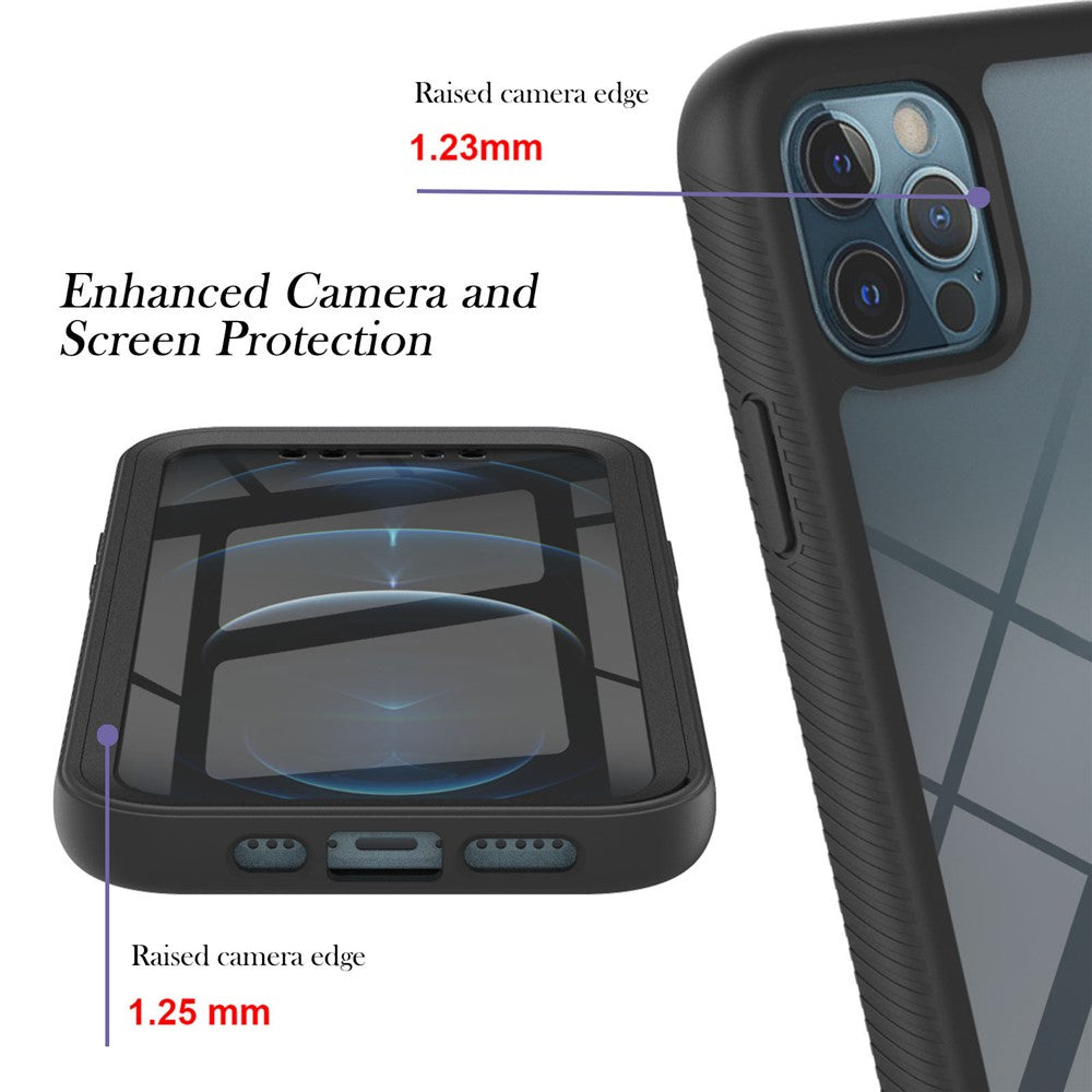 Heltäckande PC+TPU-mobilskyddsskal med PET-skärmskydd för iPhone 12/12 Pro
