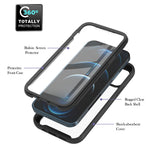 Heltäckande PC+TPU-mobilskyddsskal med PET-skärmskydd för iPhone 12/12 Pro