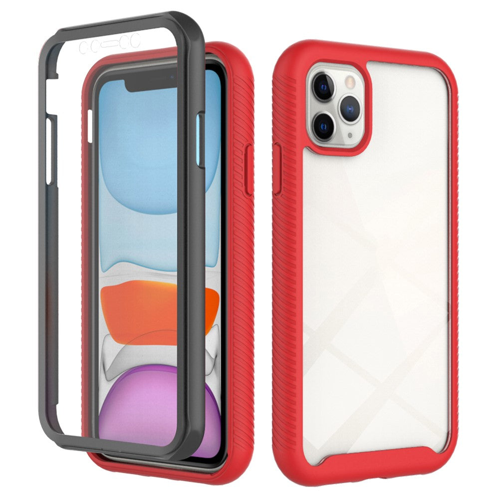 Heltäckande PC+TPU-mobilskyddsskal med PET-skärmskydd för iPhone 12/12 Pro