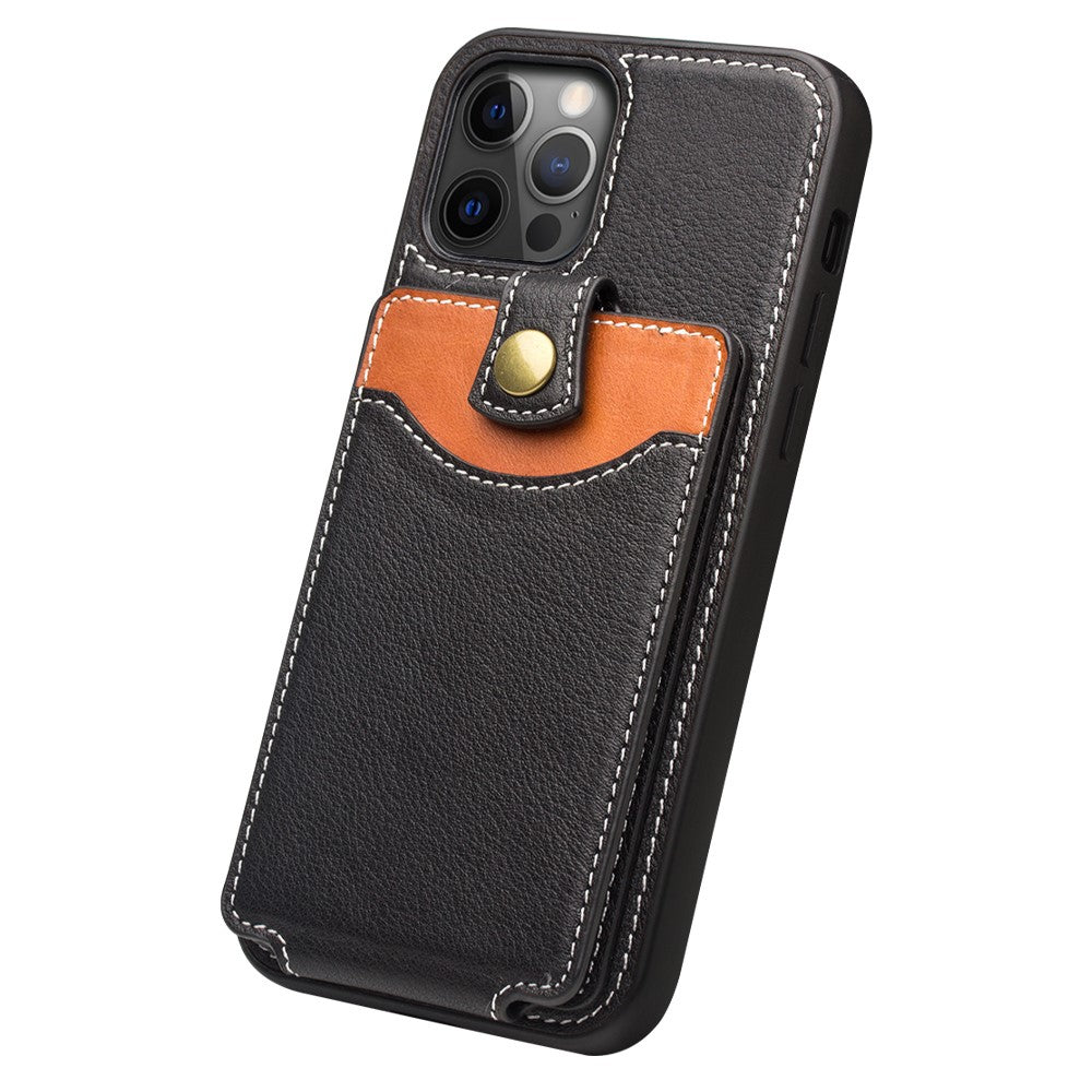 QIALINO Business Style Leather + TPU Card Holder Phone Case for iPhone 12 Pro Max