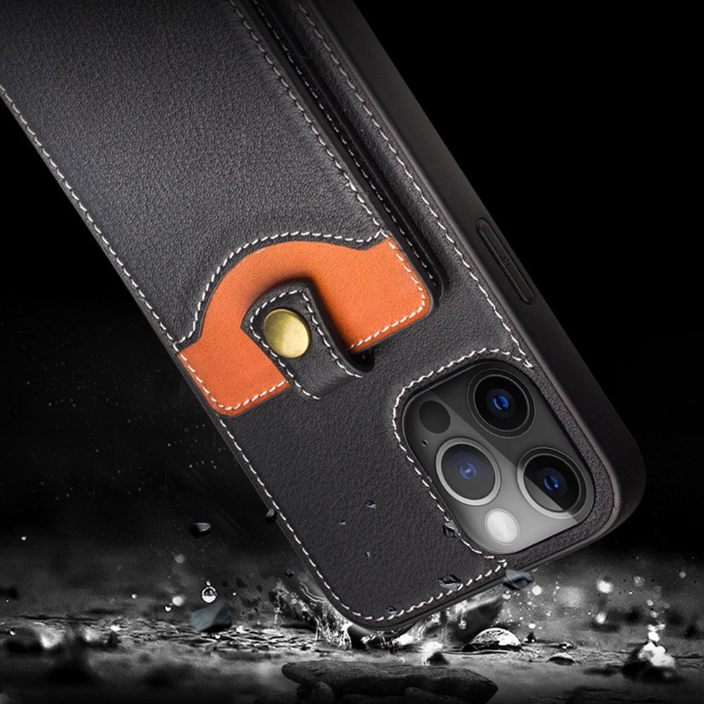 QIALINO Business Style Leather + TPU Card Holder Phone Case for iPhone 12 Pro Max