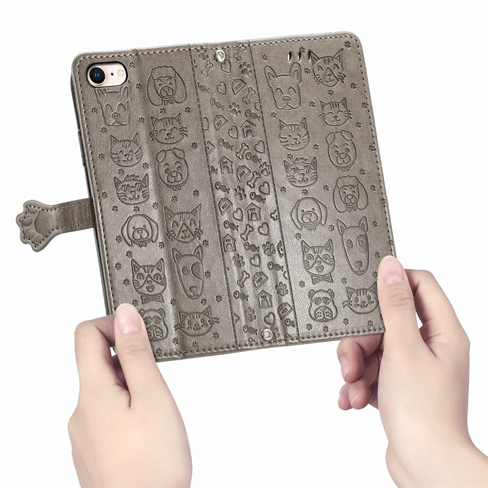 Magnetic Leather Stand Case with Imprinting Cat Dog Pattern for iPhone 7 4.7 inch/8 4.7 inch/SE (2020)/SE (2022)/6