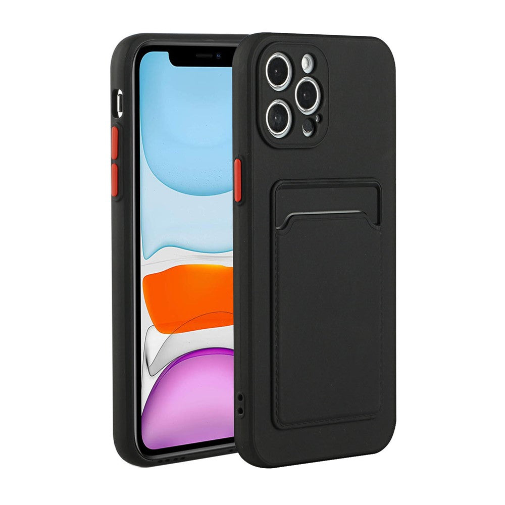 Well-Protected Soft TPU Phone Case Cover with Card Slot for iPhone 12/12 Pro