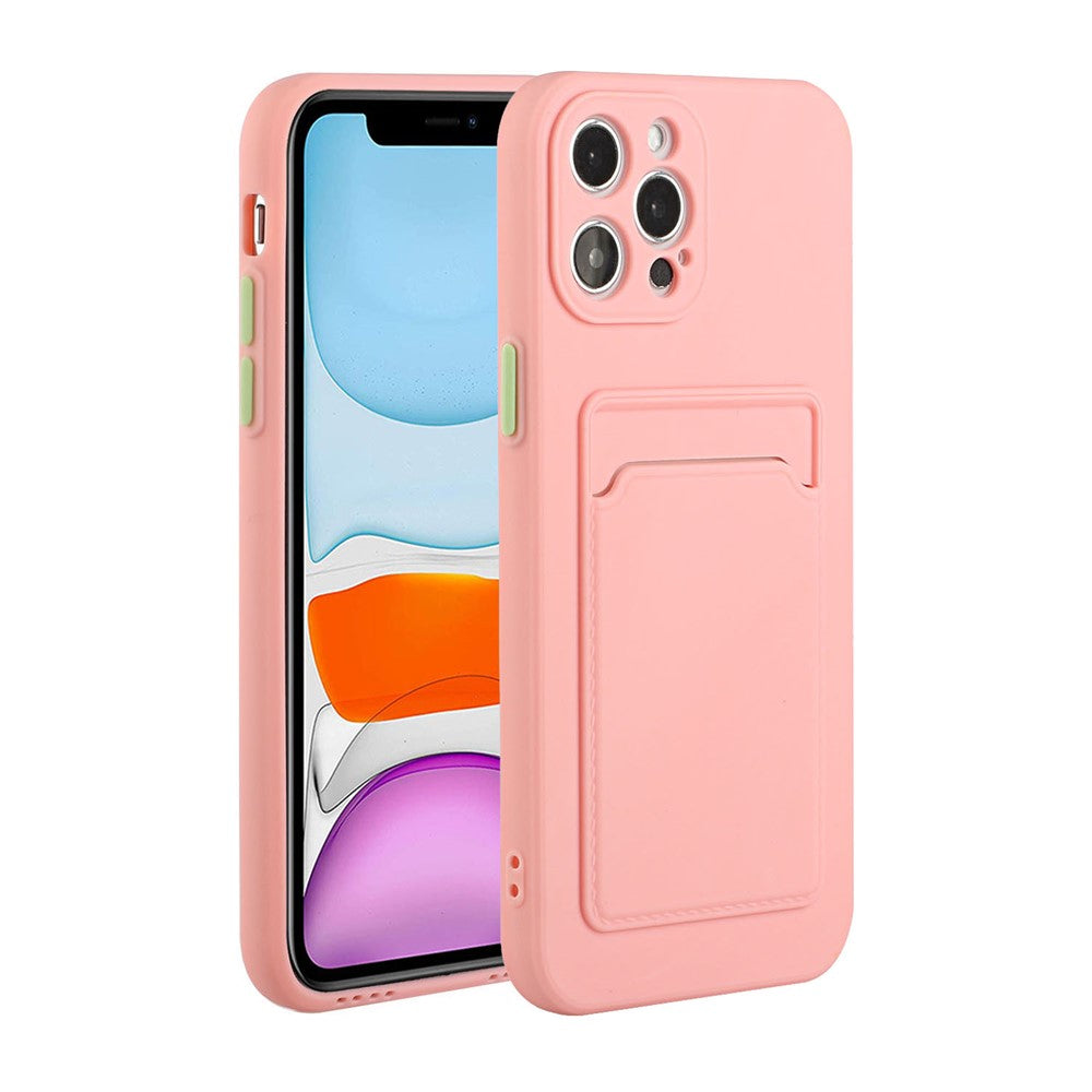 Well-Protected Soft TPU Phone Case Cover with Card Slot for iPhone 12/12 Pro