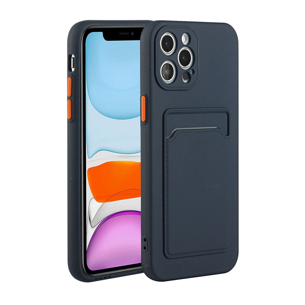 Well-Protected Soft TPU Phone Case Cover with Card Slot for iPhone 12/12 Pro