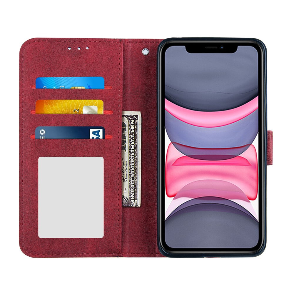 Splicing Lädermobilfodral Plånboksfodral med Rem för iPhone 11 6,1 tum