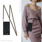 Chain Lanyard Stitching Rhombus Shock-Proof Protective Phone Case for iPhone 12 Pro Max