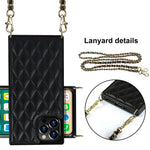 Chain Lanyard Stitching Rhombus Shock-Proof Protective Phone Case for iPhone 12 Pro Max