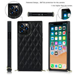 Chain Lanyard Stitching Rhombus Shock-Proof Protective Phone Case for iPhone 12 Pro Max