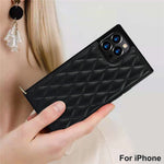 Chain Lanyard Stitching Rhombus Shock-Proof Protective Phone Case for iPhone 12 Pro Max