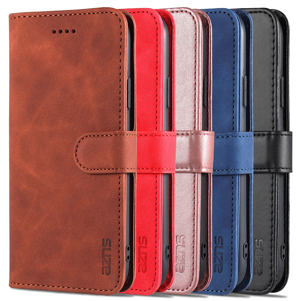AZNS PU Leather Stand Wallet Design Phone Cover Shell for iPhone 12/12 Pro 6.1 inch