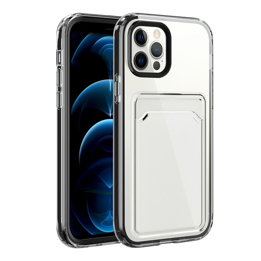 Clear Gradient Soft TPU Shock-Absorbing Bumper Protective Case with Card Holder for iPhone 12 6.1 inch / 12 Pro 6.1 inch