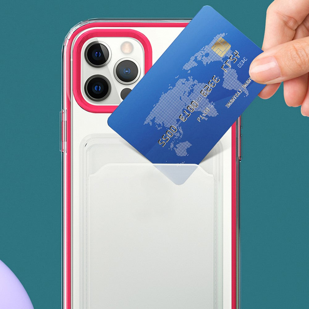 Clear Gradient Soft TPU Shock-Absorbing Bumper Protective Case with Card Holder for iPhone 12 6.1 inch / 12 Pro 6.1 inch