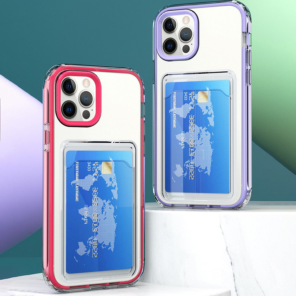 Clear Gradient Soft TPU Shock-Absorbing Bumper Protective Case with Card Holder for iPhone 12 6.1 inch / 12 Pro 6.1 inch