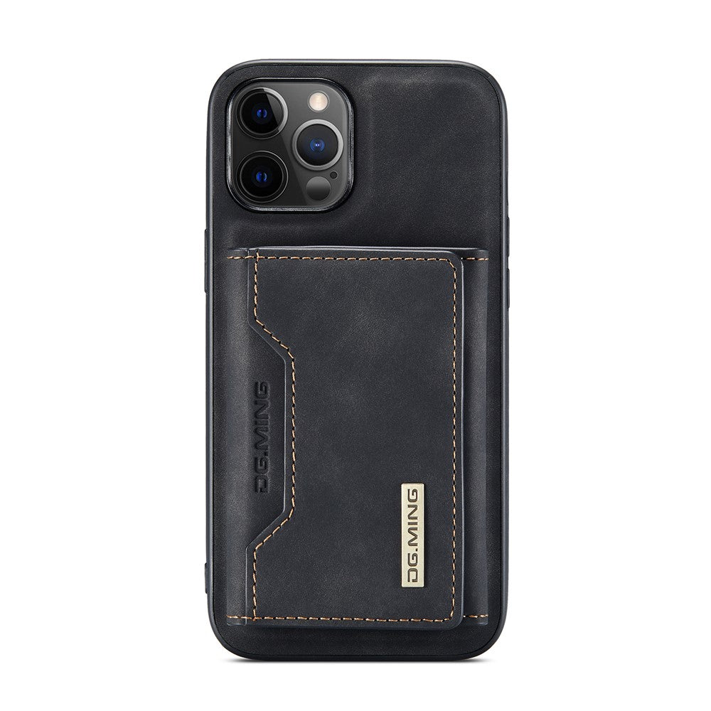 DG.MING M2 Series PU Leather Magnetic Tri-fold Wallet Phone Case with Kickstand for iPhone 12 / 12 Pro