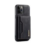 DG.MING M2 Series PU Leather Magnetic Tri-fold Wallet Phone Case with Kickstand for iPhone 12 / 12 Pro