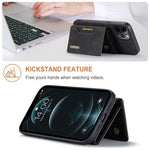 DG.MING M2 Series PU Leather Magnetic Tri-fold Wallet Phone Case with Kickstand for iPhone 12 / 12 Pro