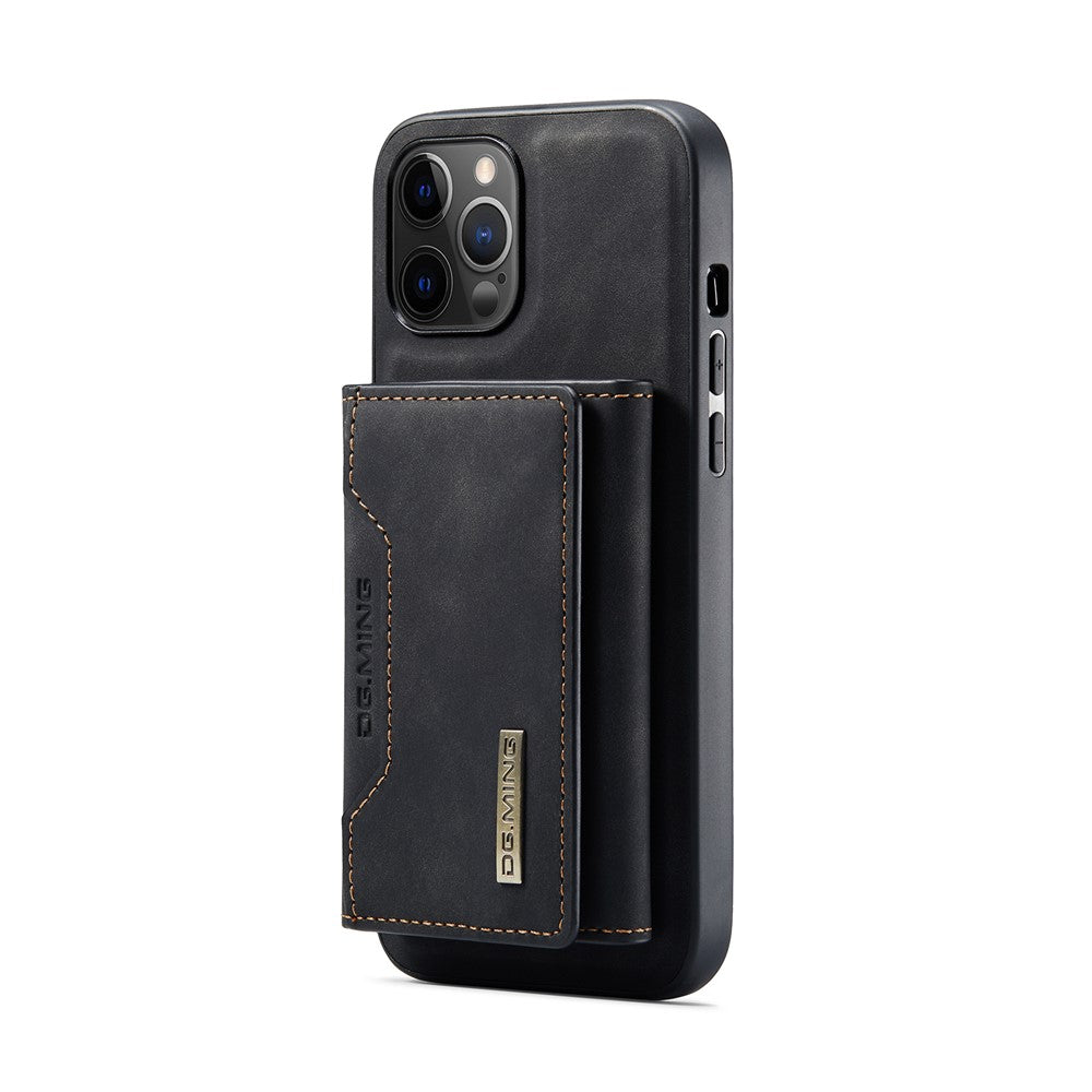 DG.MING M2 Series Kickstand Design Magnetic Tri-fold Wallet Leather Phone Case Shell for iPhone 12 Pro Max 6.7 inch