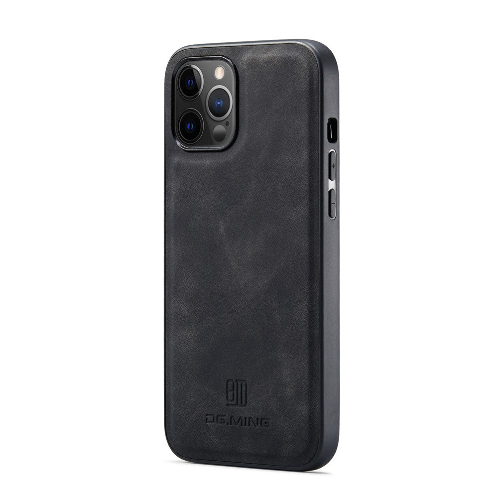 DG.MING M2 Series Kickstand Design Magnetic Tri-fold Wallet Leather Phone Case Shell for iPhone 12 Pro Max 6.7 inch