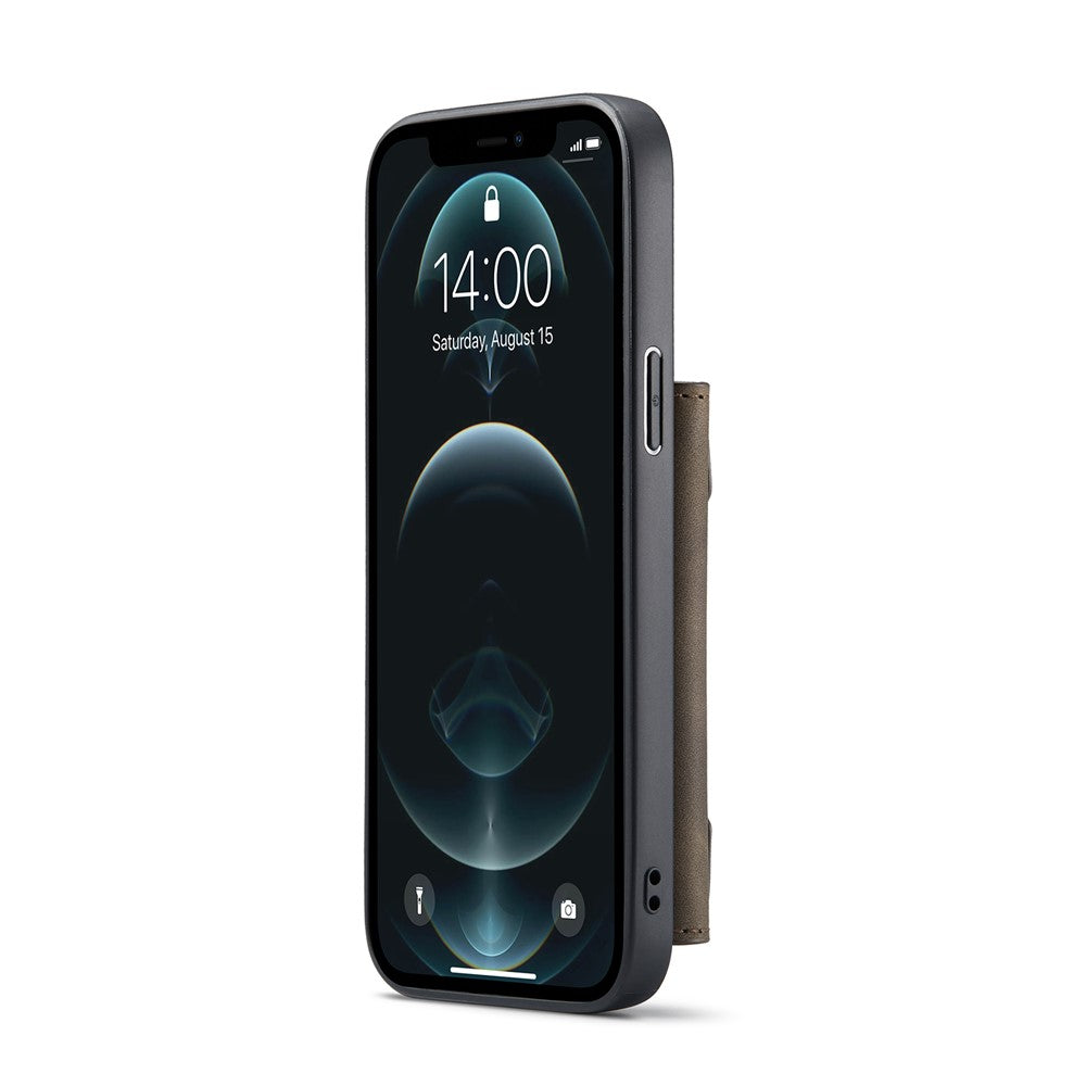 DG.MING M2 Series Kickstand Design Magnetic Tri-fold Wallet Leather Phone Case Shell for iPhone 12 Pro Max 6.7 inch