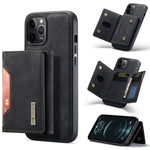 DG.MING M2 Series Kickstand Design Magnetic Tri-fold Wallet Leather Phone Case Shell for iPhone 12 Pro Max 6.7 inch