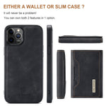 DG.MING M2 Series Kickstand Design Magnetic Tri-fold Wallet Leather Phone Case Shell for iPhone 12 Pro Max 6.7 inch