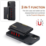 DG.MING M2 Series Kickstand Design Magnetic Tri-fold Wallet Leather Phone Case Shell for iPhone 12 Pro Max 6.7 inch