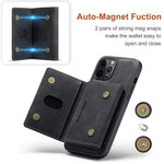 DG.MING M2 Series Kickstand Design Magnetic Tri-fold Wallet Leather Phone Case Shell for iPhone 12 Pro Max 6.7 inch