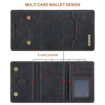 DG.MING M2 Series Kickstand Design Magnetic Tri-fold Wallet Leather Phone Case Shell for iPhone 12 Pro Max 6.7 inch