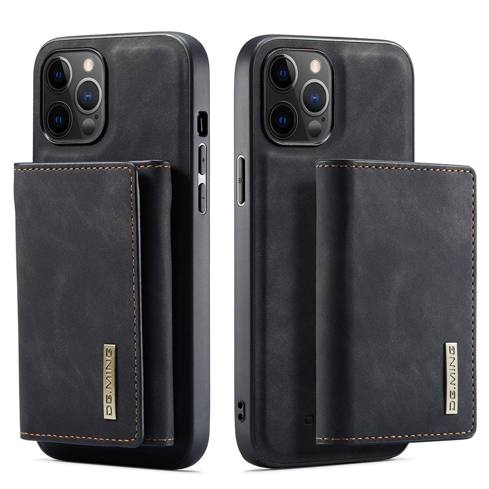 DG.MING M1 Series PU Leather Kickstand Protective Phone Case Shell with Magnetic Tri-fold Wallet for iPhone 12 Pro Max 6.7 inch